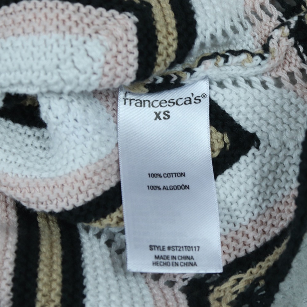 Francesca's Audrey Parks Sweater Multicolor Sz XS Chevron Knit Bell Sleeve Crop - Picture 8 of 9